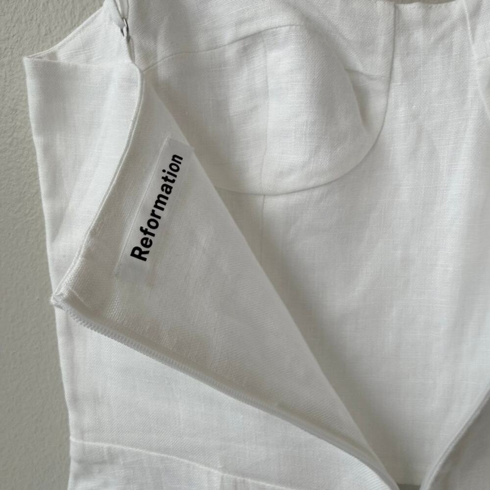Reformation Porto White Linen Dress in Size XS US 0 - Picture 6 of 7